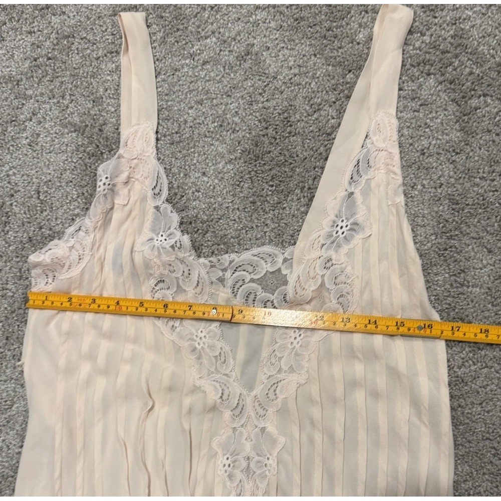 Vintage Victoria Secret 100% Silk Crepe Lace Maxi Nightgown Bridal Gold Crown S - Picture 5 of 8